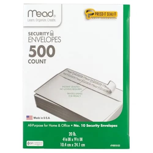 Mead #10 Security Business Envelopes 10.5 cm x 24.1 cm (4-1/8" x 9-1/2") | 500 Count Value Pack thumbnail 6