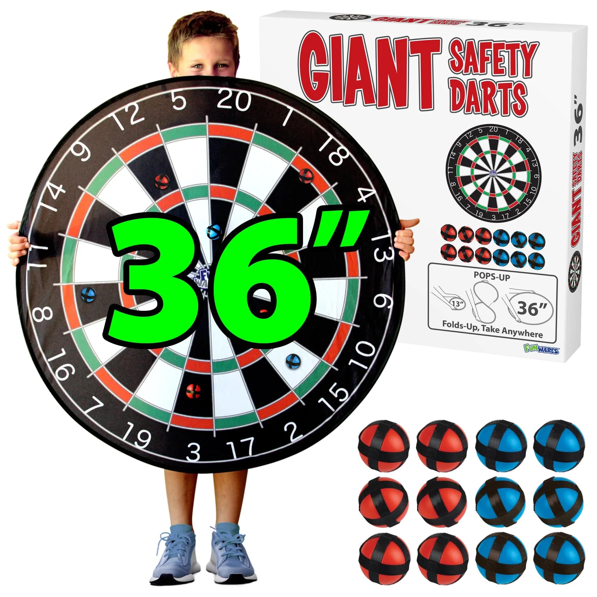 Funwares Giant Safety Dart Board 36 Inch | 91.4 cm Round Hook-and-Loop Ball Game for Kids & Adults - main product image