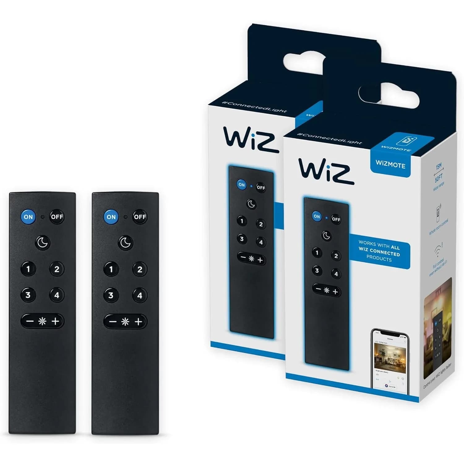 WiZ Connected Remote Control 2 Pack (Black) | Smart Dimming & Scene Control