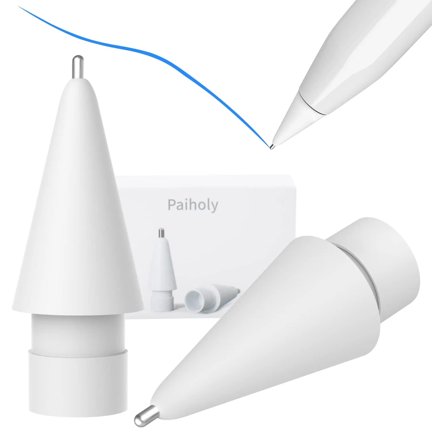 Paiholy Upgraded 6 Pack Apple Pencil Tips Replacement with Clear Case, No Wear Out Fine Point Precise Control Metal Pencil Nibs Compatible with Apple Pencil 1st Gen/2nd Gen/USB C/iPad Pro Pencil (6 Pack, Pink) — White