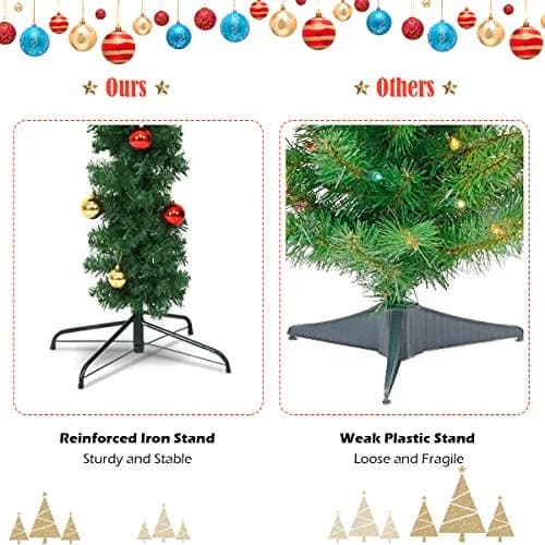 DREAMADE 6ft Pre-Lit Cactus Artificial Christmas Tree | Indoor Faux Seasonal Decor with 120 LED Lights thumbnail 6
