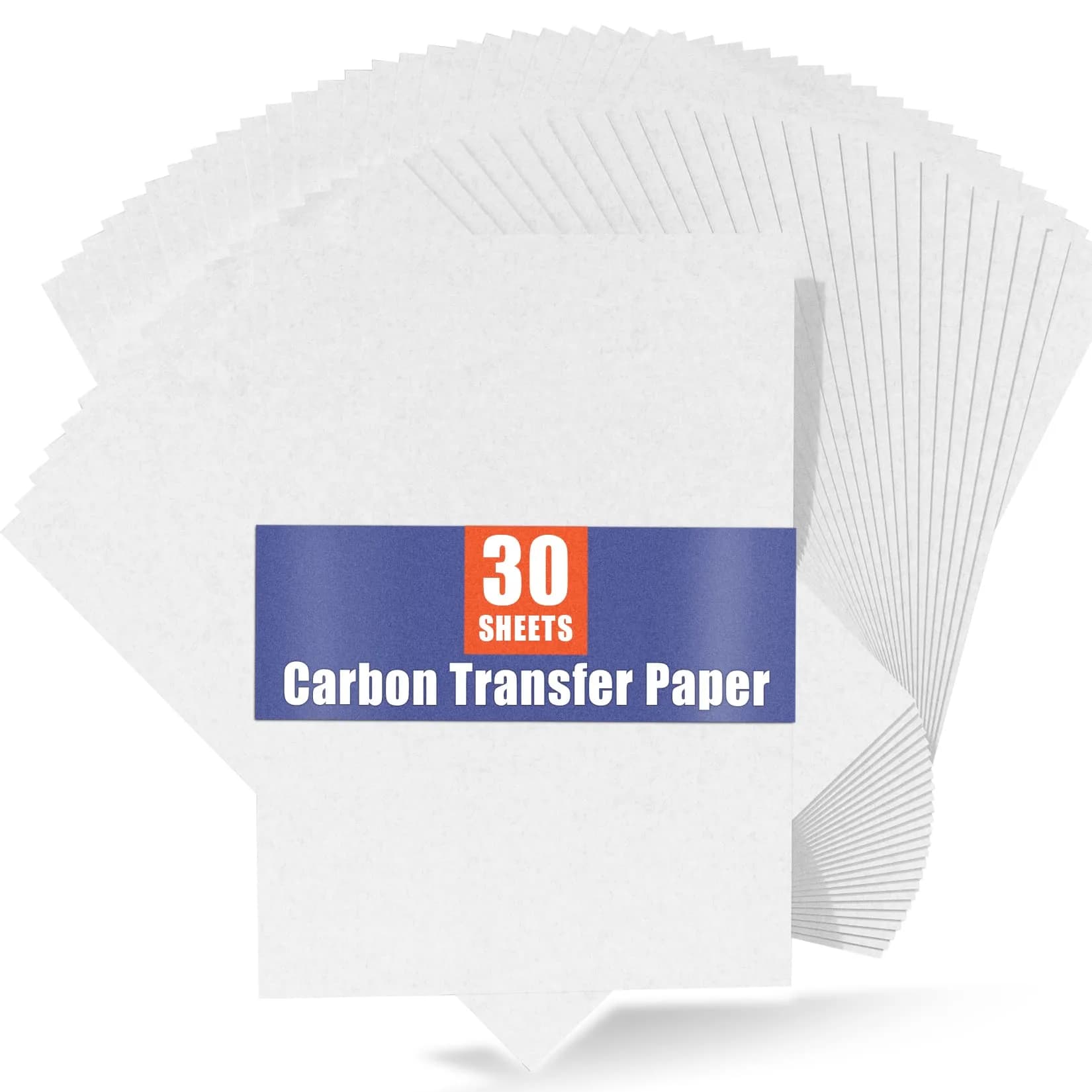 PSLER Red Carbon Paper for Tracing - 30Pcs Graphite Transfer Paper, A4 | Durable Tracing Paper for Art and Crafts — white