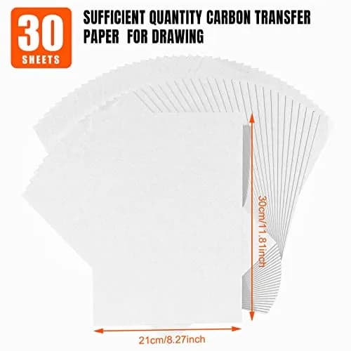 PSLER White Carbon Paper for Tracing - 30Pcs A4 Graphite Transfer Paper | Durable Art Media Paper thumbnail 2