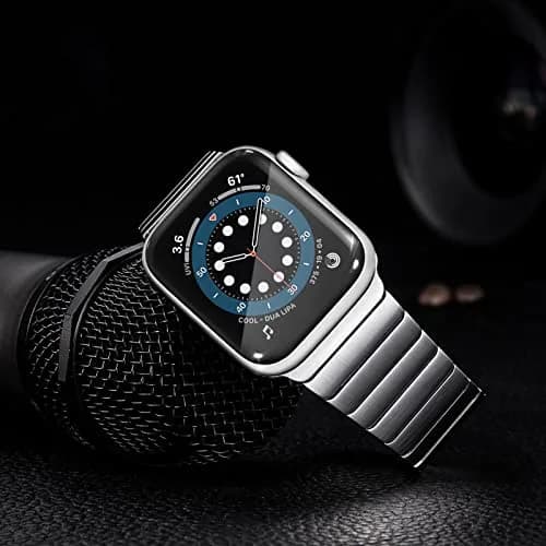 NewWays Metal Link Bracelet Band for Apple Watch 40mm/41mm/42mm/44mm/45mm Silver | Premium Stainless Steel thumbnail 5