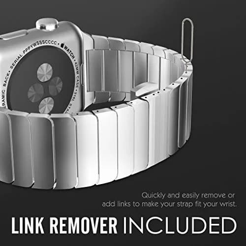 NewWays Metal Link Bracelet Band for Apple Watch 40mm/41mm/42mm/44mm/45mm Silver | Premium Stainless Steel thumbnail 4