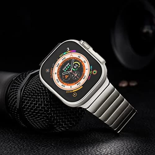 NewWays Metal Link Bracelet Band for Apple Watch Ultra 4/3/2/1, Series 9/8/7/6/5/4 45mm/44mm | Premium Stainless Steel thumbnail 3