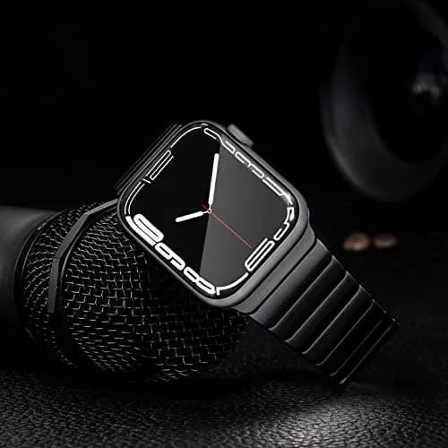 NewWays Stainless Steel Metal Band Compatible with Apple Watch Ultra 2/Series 9/8/7/6/5/4/3/2/1 49mm/45mm/44mm/42mm/41mm Black | Adjustable Link Bracelet thumbnail 3