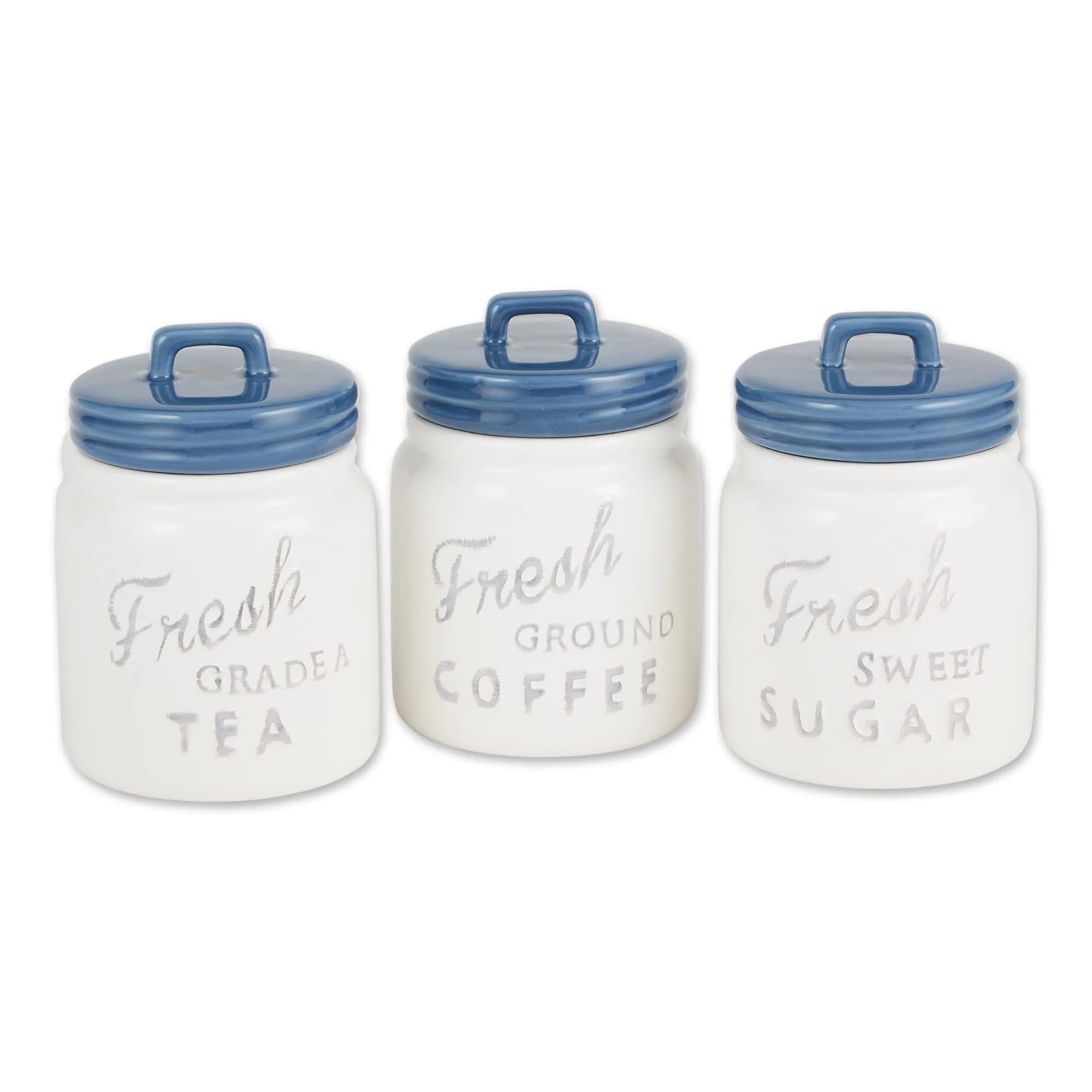 DII Ceramic Kitchen Canister Set with Bamboo Lids, 3-Piece Set (4.5"L x 4.5"W x 5.5"H, 6 Cups Total) | Airtight Seal for Dry Food Storage - main product image