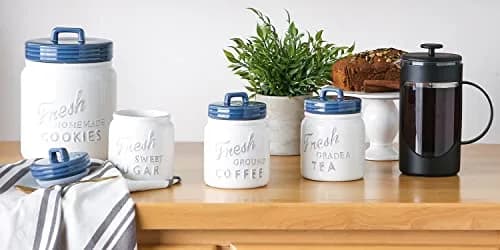 DII Ceramic Kitchen Canister Set with Bamboo Lids, 3-Piece Set (4.5"L x 4.5"W x 5.5"H, 6 Cups Total) | Airtight Seal for Dry Food Storage thumbnail 6