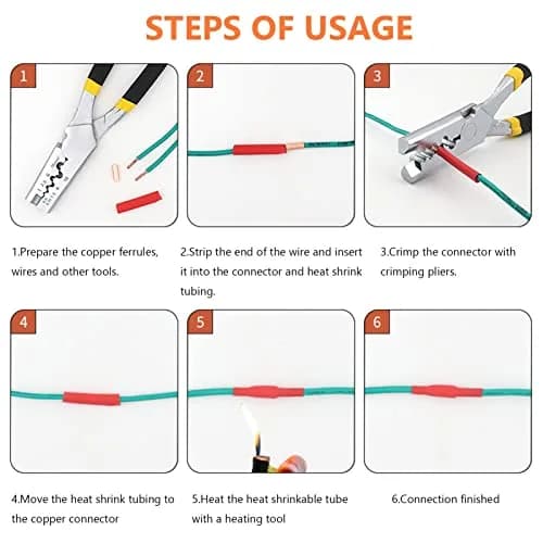Teansic 480 Pcs Copper Crimp Connector Kit 7 Sizes AWG 6-18 | Reliable Electrical Terminals thumbnail 6
