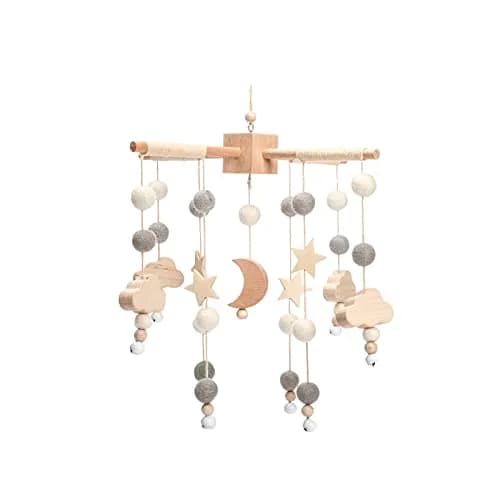 JETM·HH Baby Mobile for Crib | Boho Star Moon Nursery Decor | Grey 12.7cm (5 inch) | Gentle Hanging Decoration thumbnail 1