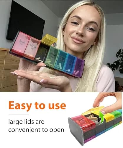 BEXEEN Extra Large Pill Organizer XXL Pill Box 7 Day Weekly Pill Organizer with AM PM Large Compartments 25.65cm (10.1" x 2.7" x 2.1") thumbnail 7