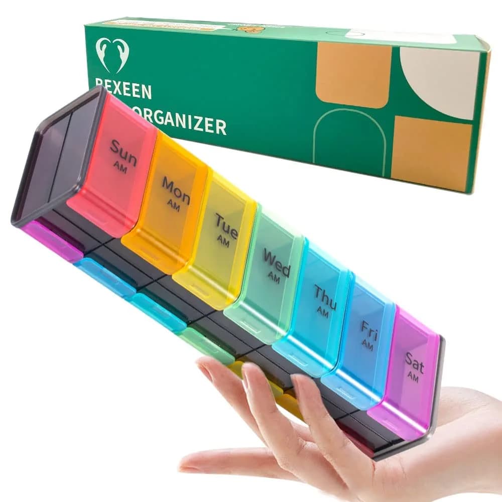 BEXEEN Extra Large Pill Organizer XXL Pill Box 7 Day Weekly Pill Organizer with AM PM Large Compartments 25.65cm (10.1" x 2.7" x 2.1") - main product image