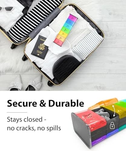 BEXEEN Extra Large Pill Organizer XXL Pill Box 7 Day Weekly Pill Organizer with AM PM Large Compartments 25.65cm (10.1" x 2.7" x 2.1") thumbnail 9