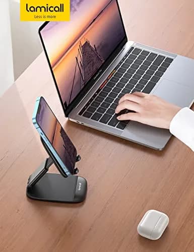 Lamicall Adjustable Phone Stand for Desk, 3.2" Height Extension | Metal Base, Foldable, Universal Compatibility thumbnail 7