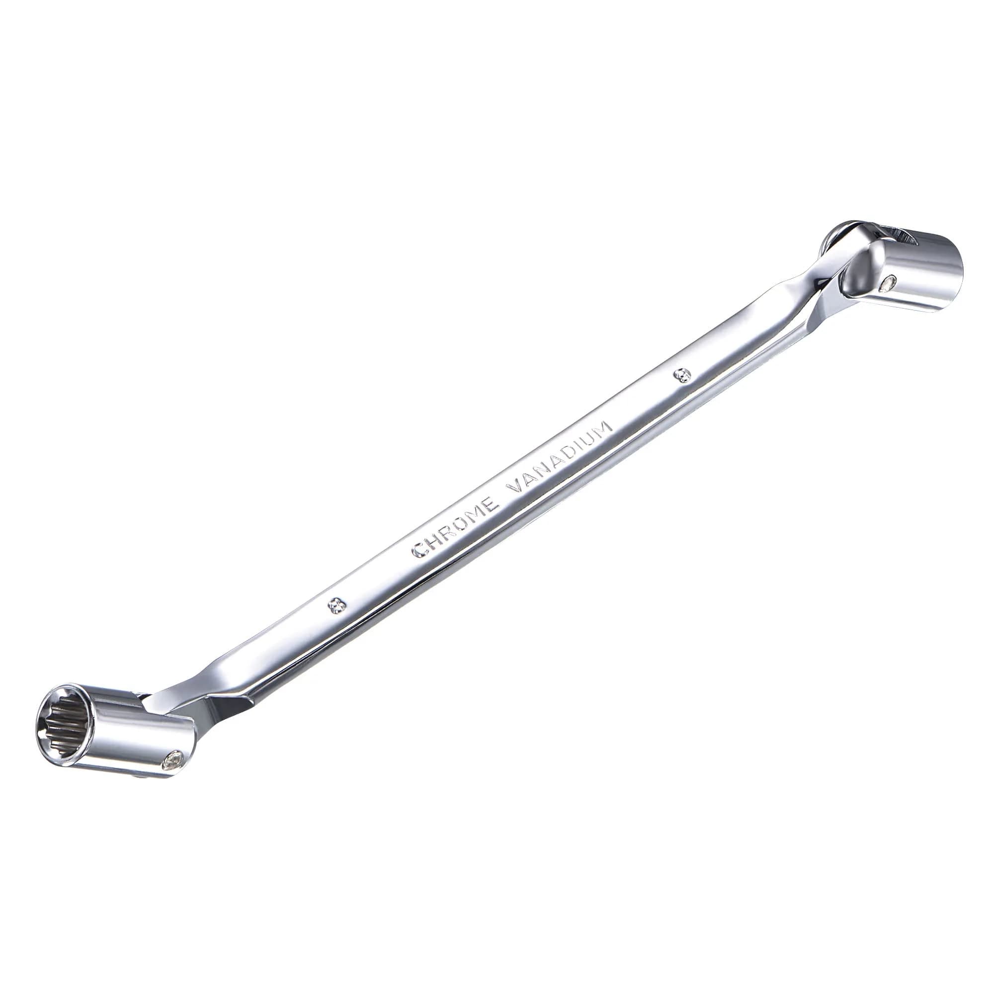 uxcell 16mm x 17mm Flexible Head Socket Wrench | 180 Degree Rotation for Mechanical Repair — 8mm x 9mm