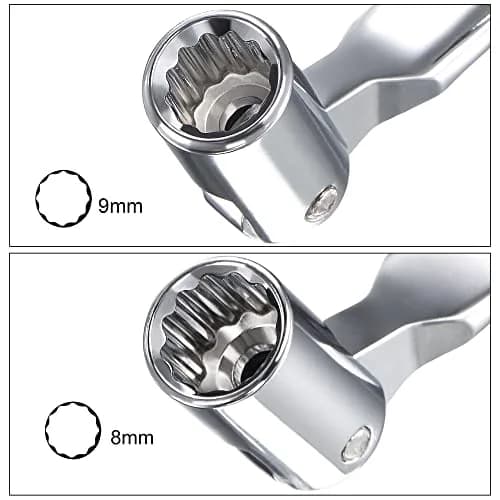 uxcell 8mm x 9mm Flexible Head Socket Wrench | 180 Degree Rotation for Tight Spaces thumbnail 4