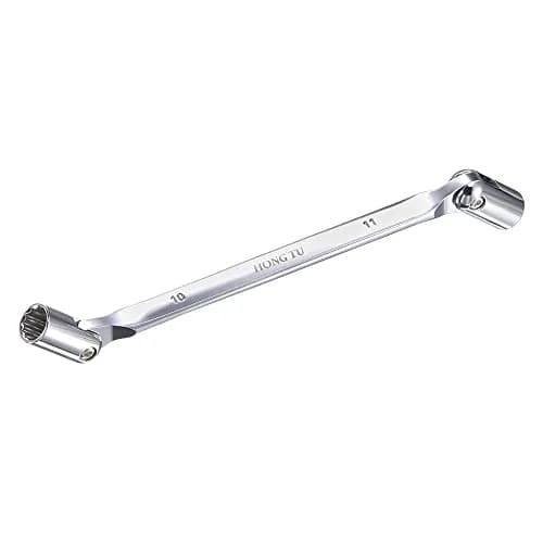 uxcell 12 Point Flexible Head Socket Wrench, 10mm x 11mm, Chrome Vanadium Steel, 200mm Length | 180° Rotation for Mechanical Repair thumbnail 1
