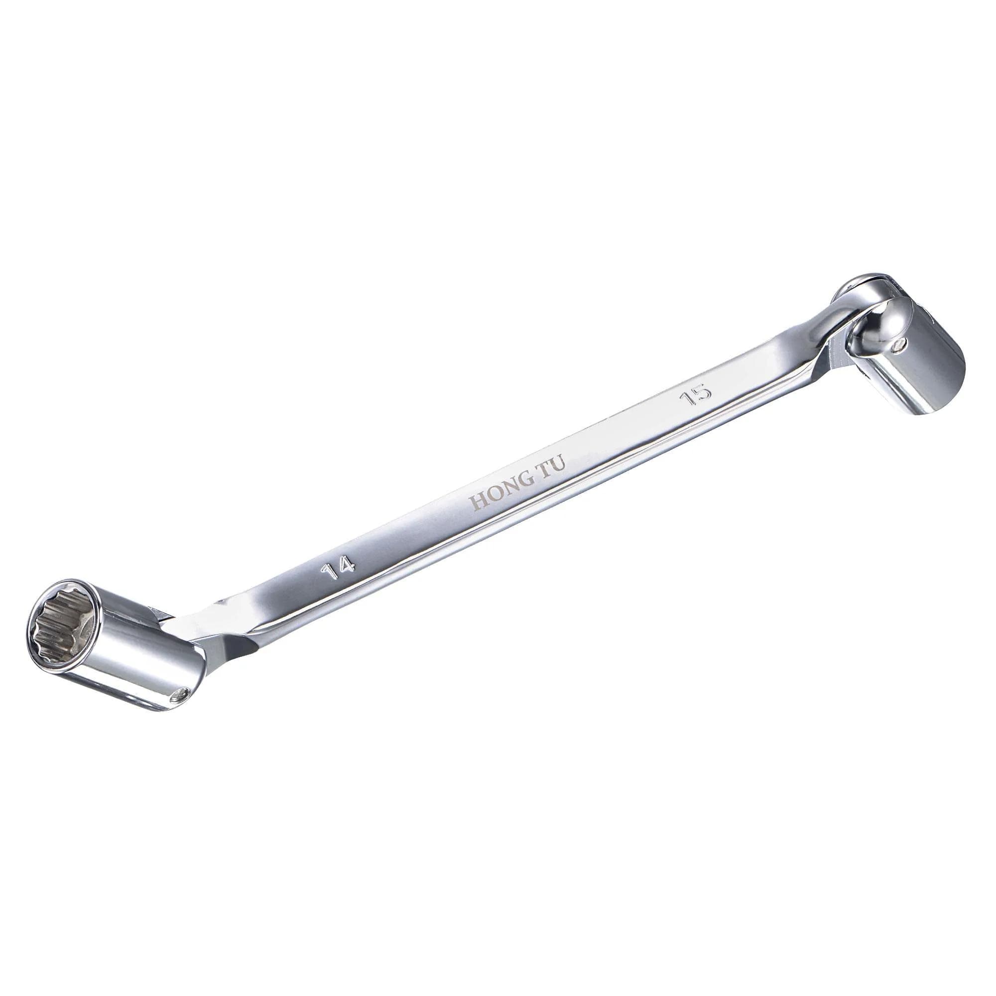uxcell 12 Point Flexible Head Socket Wrench 14mm x 15mm | CR-V 180° Rotation for Mechanical Repair - main product image