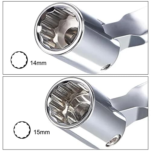 uxcell 12 Point Flexible Head Socket Wrench 14mm x 15mm | CR-V 180° Rotation for Mechanical Repair thumbnail 4