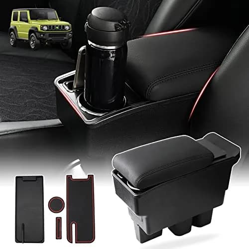 Autorder Center Console Storage Box for Suzuki Jimny JB64W/JB74W 2018-2025 | Custom Fit Armrest with Cup Holder thumbnail 1