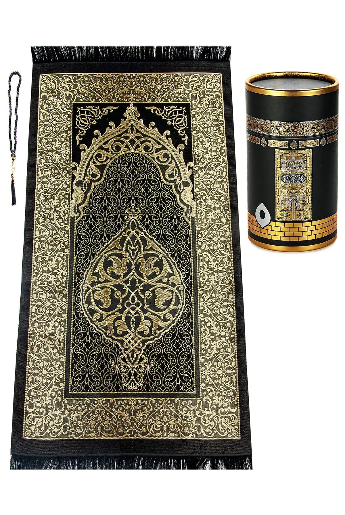 ihvan online Muslim Prayer Rug and Prayer Beads | Soft Taffeta Fabric, Burgundy | Portable & Elegant (70-120 chars)