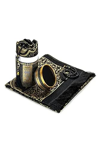 ihvan online Muslim Prayer Rug and Prayer Beads | Soft Taffeta Fabric, Burgundy | Portable & Elegant (70-120 chars) thumbnail 3