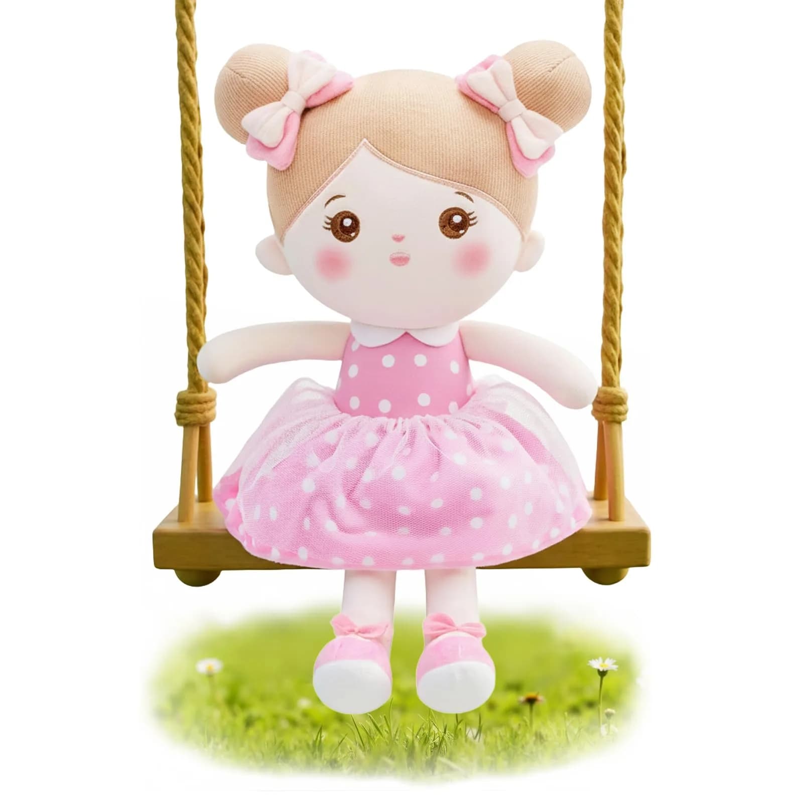 OUOZZZ Soft Plush Baby Doll 12.6 Inch (32 cm) Pink Dress Snuggle Buddy | Safe & Soft for Kids 3+ - main product image