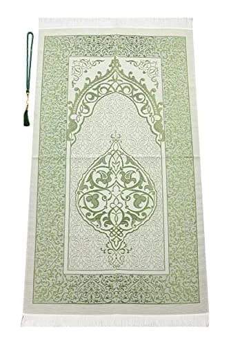 ihvan online Muslim Prayer Rug and Prayer Beads | Soft Taffeta Fabric, Green, Portable, Ideal Gift (70-120 chars) thumbnail 4