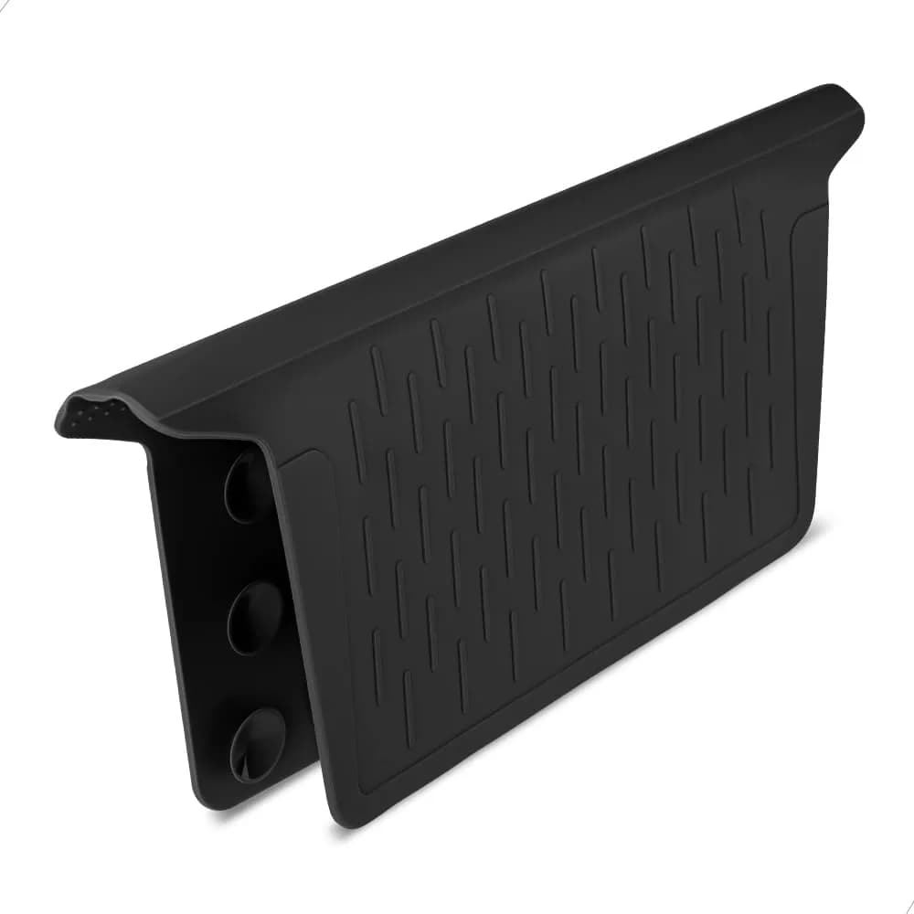 VELOVYO Silicone Sink Saddle Divider Protector Mat for Kitchen Sinks, Grey (32.5cm x 28cm x 0.5cm) — Black