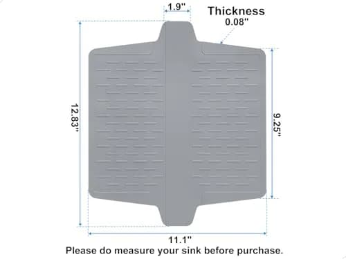 VELOVYO Silicone Sink Saddle Divider Protector Mat for Kitchen Sinks, Grey (32.5cm x 28cm x 0.5cm) thumbnail 5