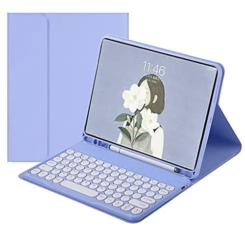 HENGHUI Keyboard Case for iPad Air 13" (M3/M2)/iPad Pro 12.9" (6th/5th/4th/3rd Gen) | Purple, Detachable BT Keyboard, Soft TPU Back thumbnail 1