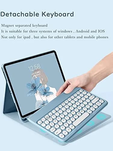 HENGHUI Keyboard Case for iPad Air 13" (M3/M2)/iPad Pro 12.9" (6th/5th/4th/3rd Gen) | Purple, Detachable BT Keyboard, Soft TPU Back thumbnail 2