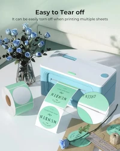 MUNBYN 2 Inch Green Circle Thermal Sticker Labels 750 Labels/Roll | Direct Thermal Labels for Clear Printing thumbnail 3