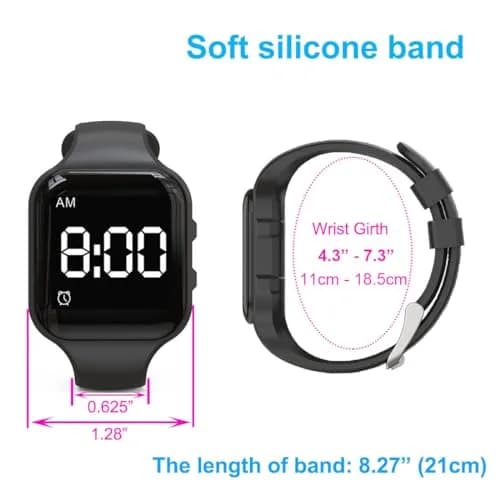 e-vibra Vibrating Alarm Watch, Potty Training Watch with 15 Alarms & USB Rechargeable, Black (3.2cm Case) thumbnail 3