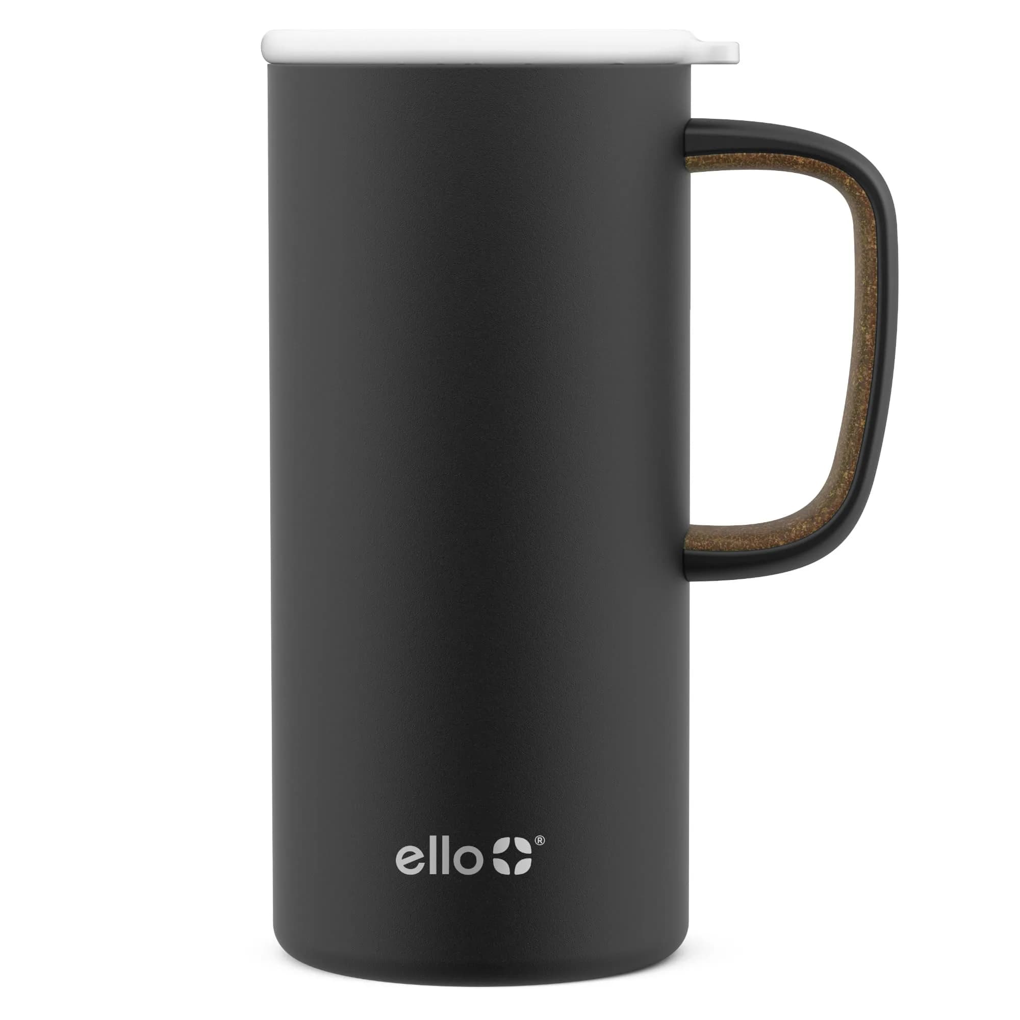 Ello Campy 18oz Insulated Stainless Steel Travel Mug with Handle, Black | Leakproof, Keeps Hot 5h & Cold 20h - main product image