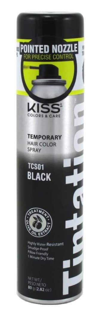 Kiss Tintation Temporary Color Spray Black 2.82 oz (84ml) Pack of 3 | Water-Resistant, Smudge-Proof Hair Color - main product image