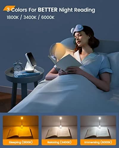 Glocusent Willow Book Light for Reading in Bed, 10 LED Bright Reading Light, 6.7cm (2.6in) Purple thumbnail 3