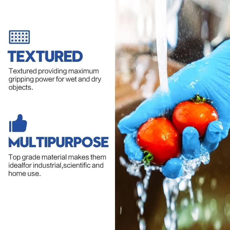 Infimor Blue Nitrile Gloves 3 mil Disposable Gloves, 100 Count (Large) thumbnail 7