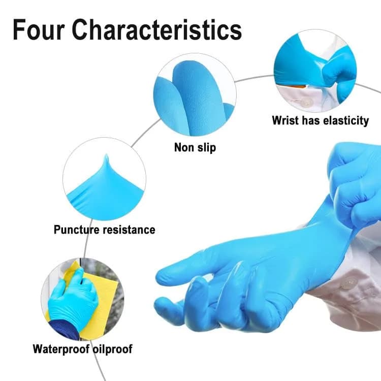 Infimor Blue Nitrile Gloves 3 mil Disposable Gloves, 100 Count (Large) thumbnail 2