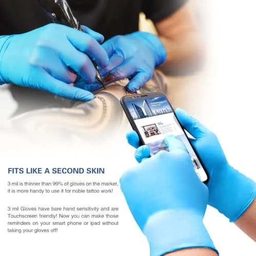 Infimor Blue Nitrile Gloves 3 mil Disposable Gloves, 100 Count (Large) thumbnail 6