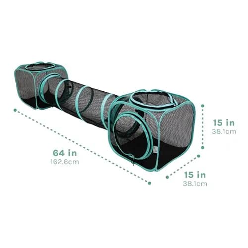 Kitty City Outdoor Catio Furniture and Play Kits for Cats, Two Way Tunnel | Durable Mesh Cat Play Set for Outdoors & Indoors thumbnail 2