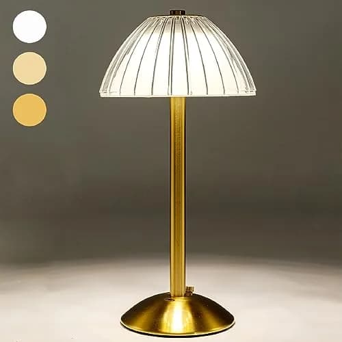 HEQET Cordless Table Lamp Gold 30 cm (12'') | Dimmable LED Rechargeable Lamp for Home & Dining thumbnail 1