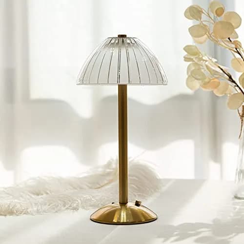 HEQET Cordless Table Lamp Gold 30 cm (12'') | Dimmable LED Rechargeable Lamp for Home & Dining thumbnail 4