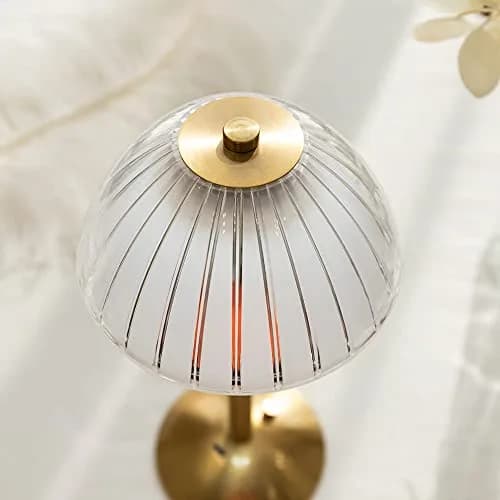 HEQET Cordless Table Lamp Gold 30 cm (12'') | Dimmable LED Rechargeable Lamp for Home & Dining thumbnail 5