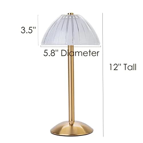 HEQET Cordless Table Lamp Gold 30 cm (12'') | Dimmable LED Rechargeable Lamp for Home & Dining thumbnail 9