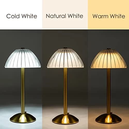 HEQET Cordless Table Lamp Gold 30 cm (12'') | Dimmable LED Rechargeable Lamp for Home & Dining thumbnail 2