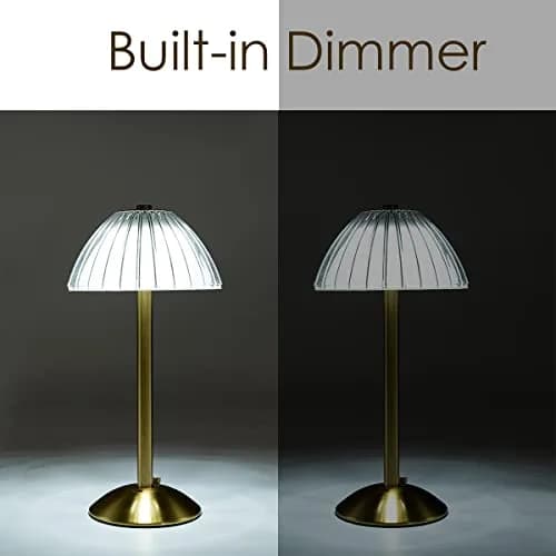 HEQET Cordless Table Lamp Gold 30 cm (12'') | Dimmable LED Rechargeable Lamp for Home & Dining thumbnail 3