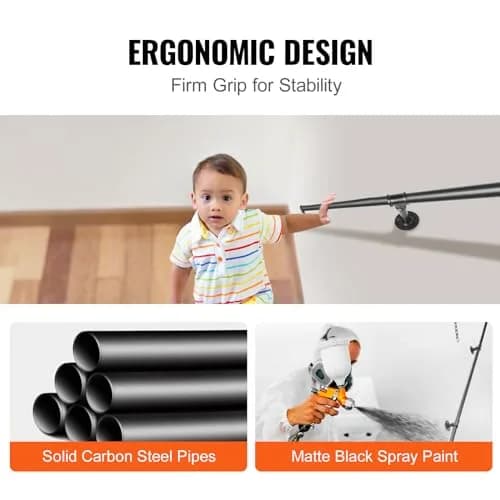 VEVOR Pipe Stair Handrail 13 FT (3.96 m) | Industrial Carbon Steel Staircase Handrail with 440 lbs Load Capacity thumbnail 5