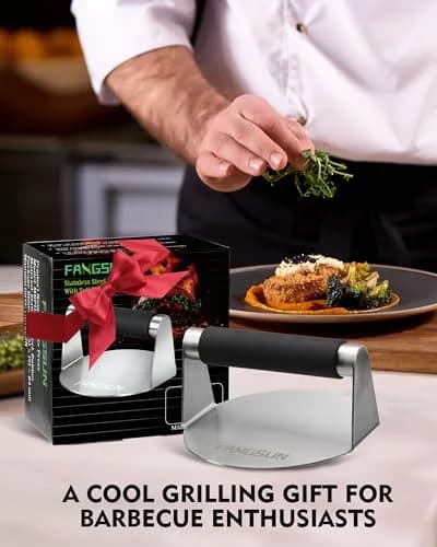 FANGSUN Stainless Steel Burger Press 5.8 Inch | Flat & Heat-Resistant for BBQ & Home Kitchen thumbnail 7